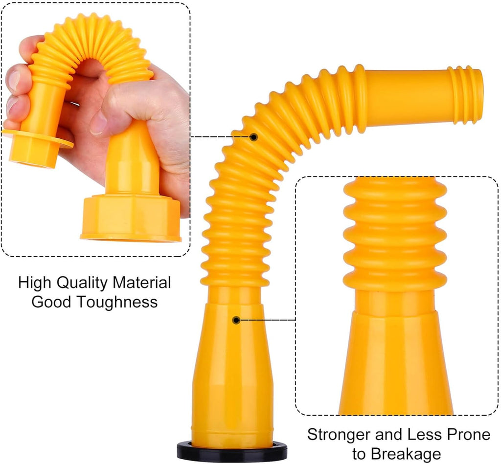 Set of 3 Flexible Universal Gas Can Spout Replacement Kits - Yellow