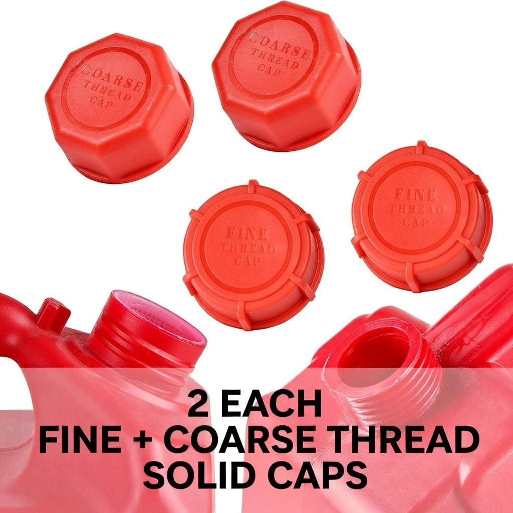 4 Solid Gas Can Caps: Two Coarse + Two Fine Threaded Caps