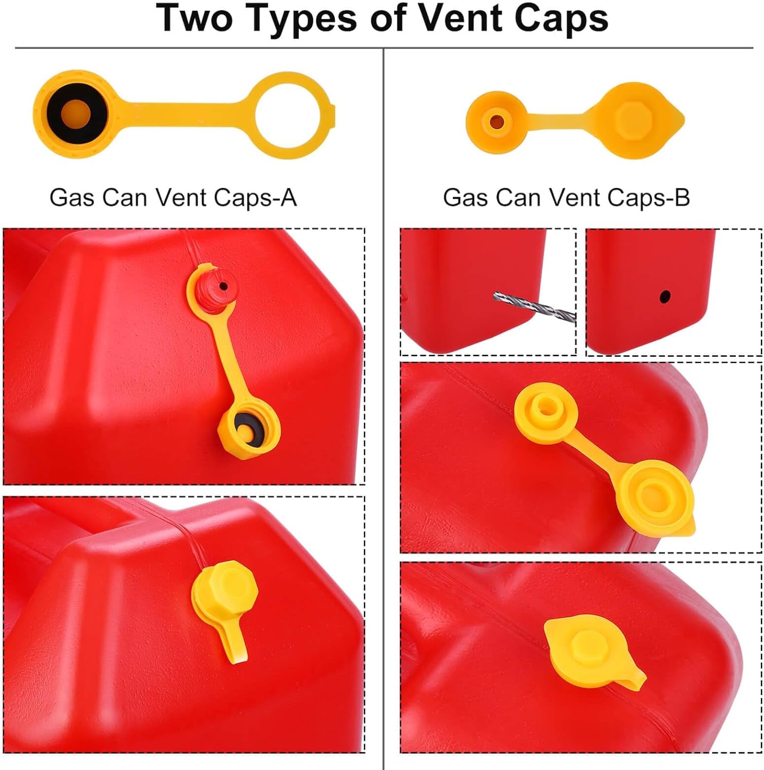 Set of 3 Flexible Universal Gas Can Spout Replacement Kits - Yellow