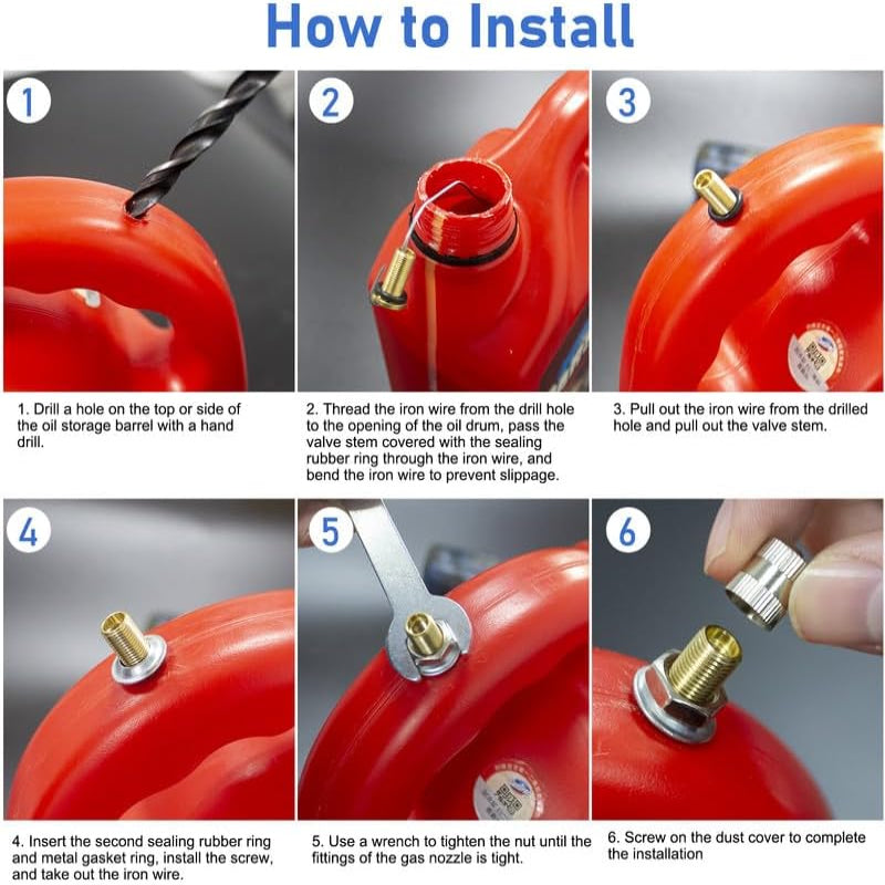 6 Pack Fuel Gas Tank Vent Caps | Metal Gas Can Replacement Vent Plug 