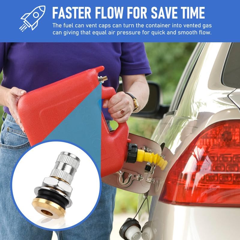 6 Pack Fuel Gas Tank Vent Caps | Metal Gas Can Replacement Vent Plug 