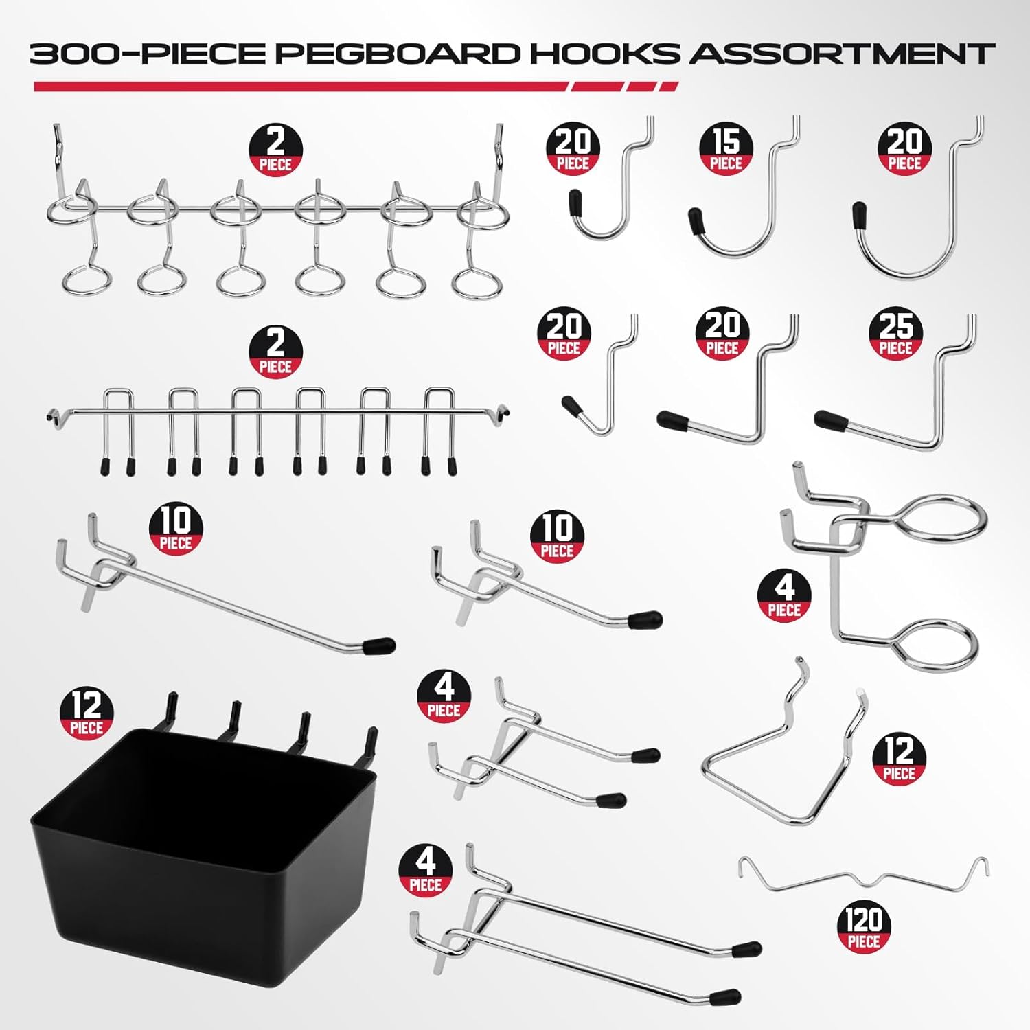 300-Piece Pegboard Organizer Hook Set