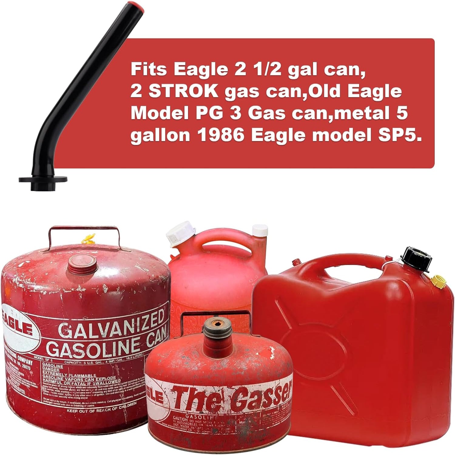 No Cap Gas Can Spout and Rubber Stopper Replacement for Eagle Gas Cans and Jerry Can Spout 1.5 inch