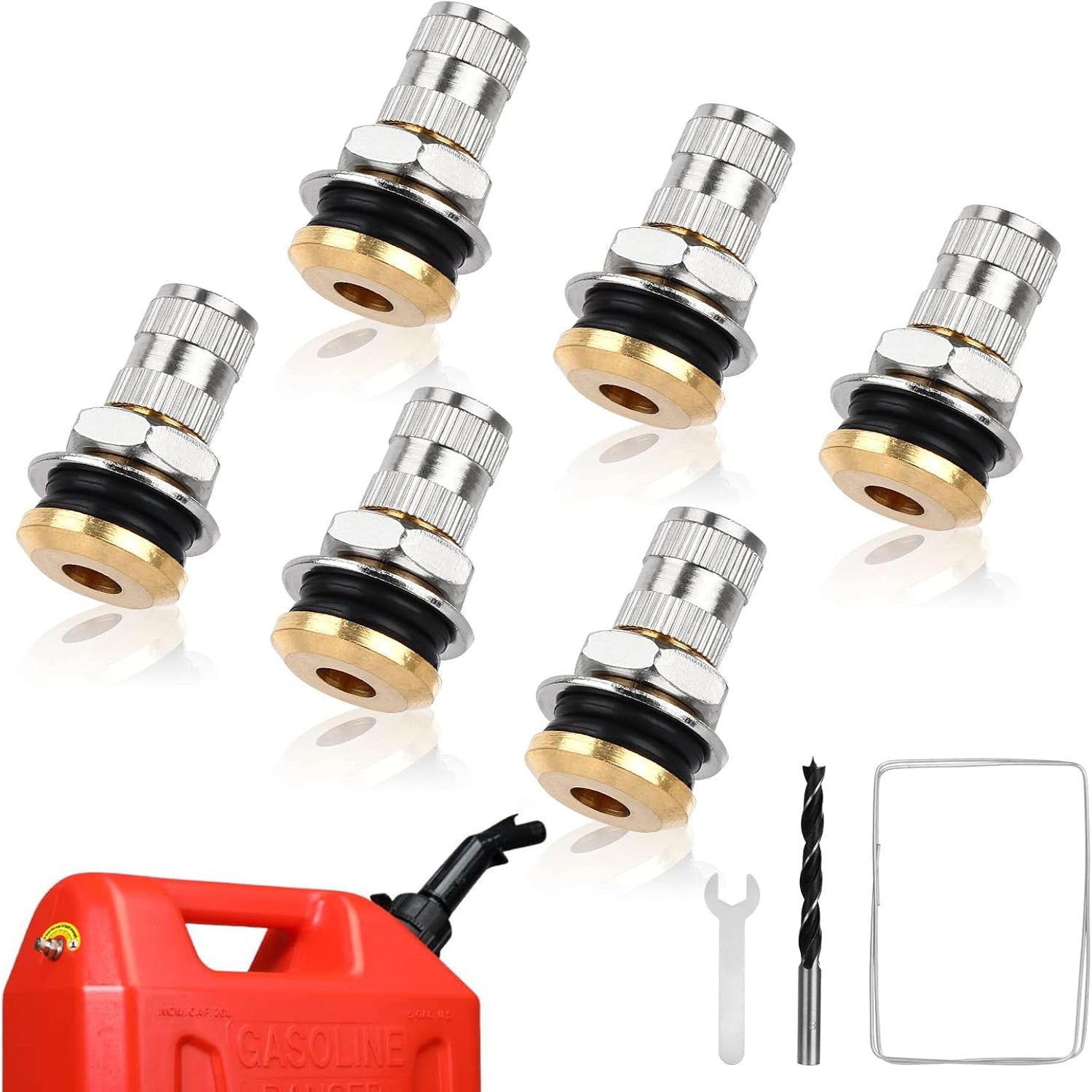 6 Pack Fuel Gas Tank Vent Caps | Metal Gas Can Replacement Vent Plug 