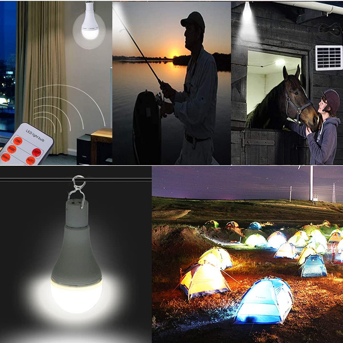 USB Rechargeable LED Portable Solar Light Bulb - Indoor & Outdoor - Perfect for Camping, Hiking, Fishing, and Emergency Use 