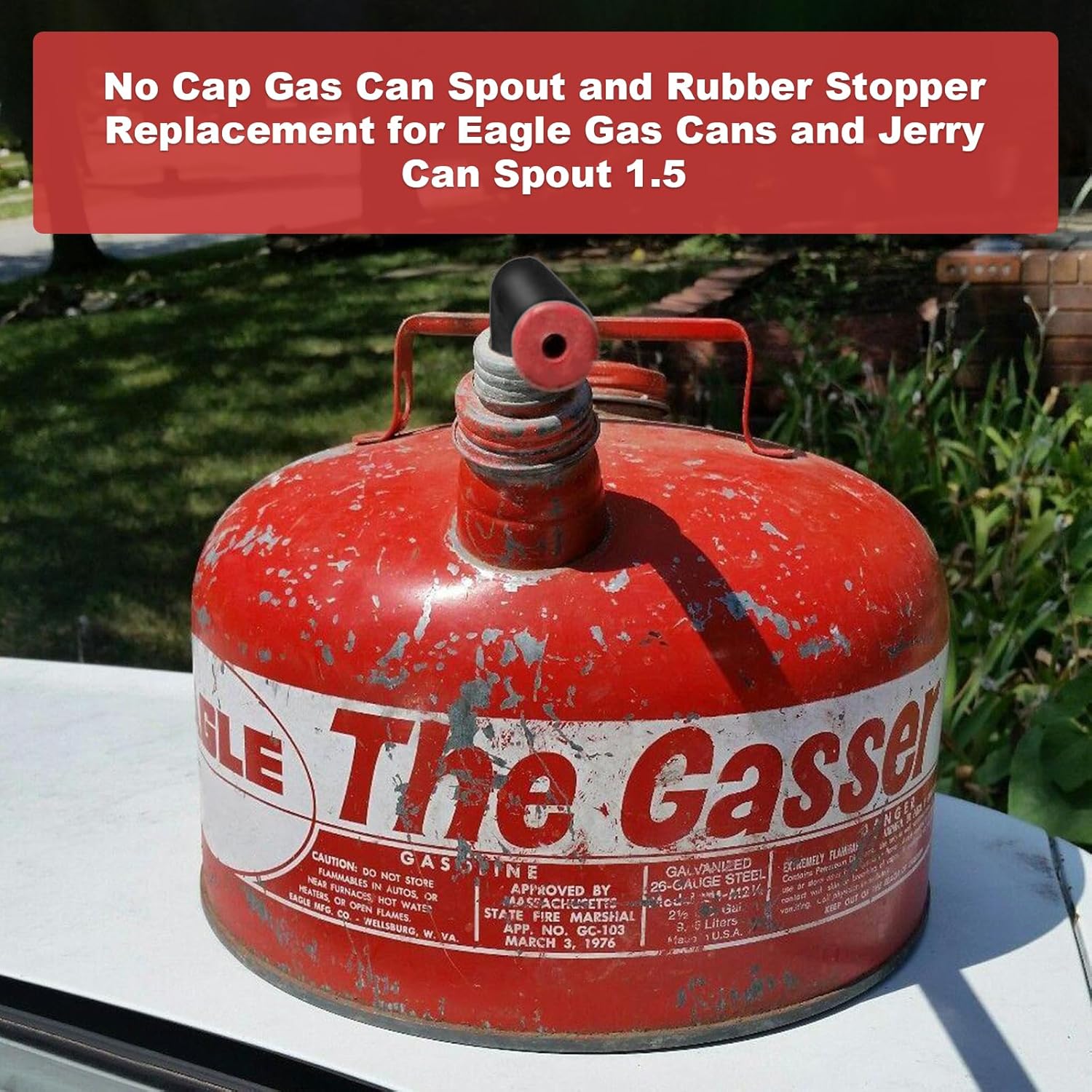 No Cap Gas Can Spout and Rubber Stopper Replacement for Eagle Gas Cans and Jerry Can Spout 1.5 inch
