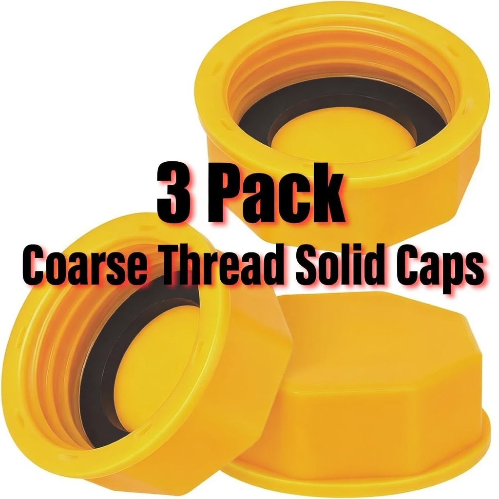 3 Pack Coarse Threaded Solid Base Cap Replacement Gas Can Cap
