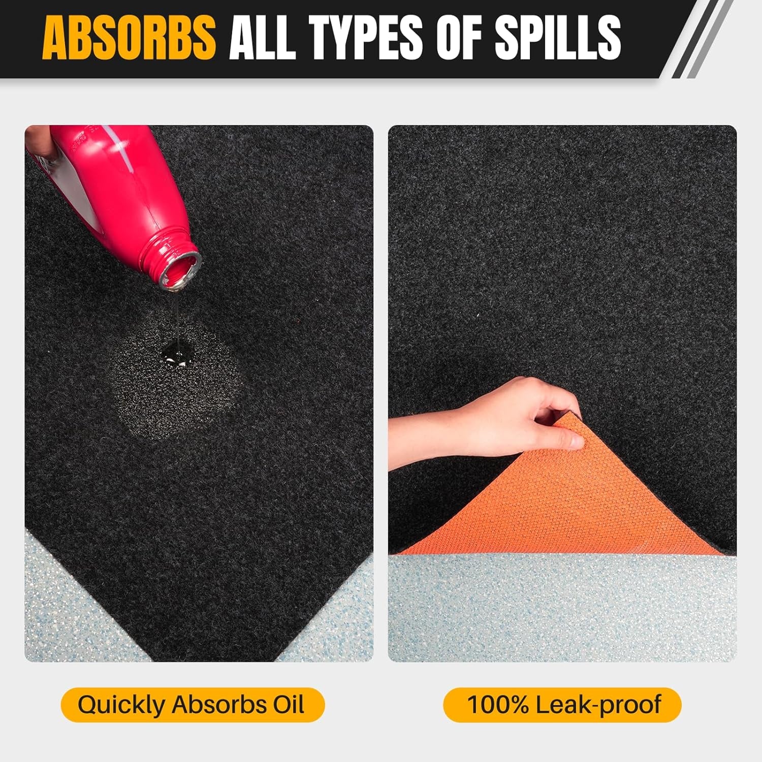 32" X 32" Square Heavy Duty Oil Spill Mat Waterproof 1/4" Rubber Backing Garage Floor Protector