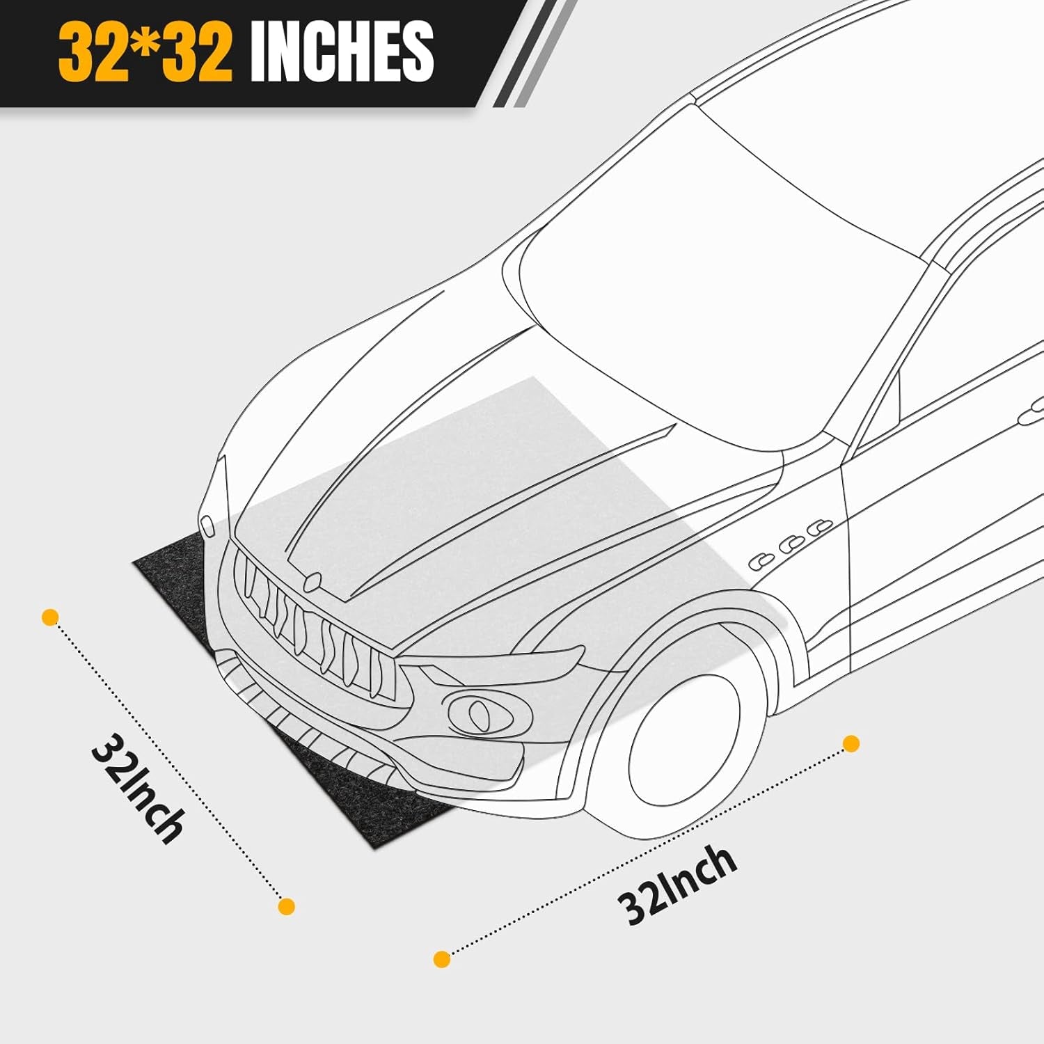 32" X 32" Square Heavy Duty Oil Spill Mat Waterproof 1/4" Rubber Backing Garage Floor Protector
